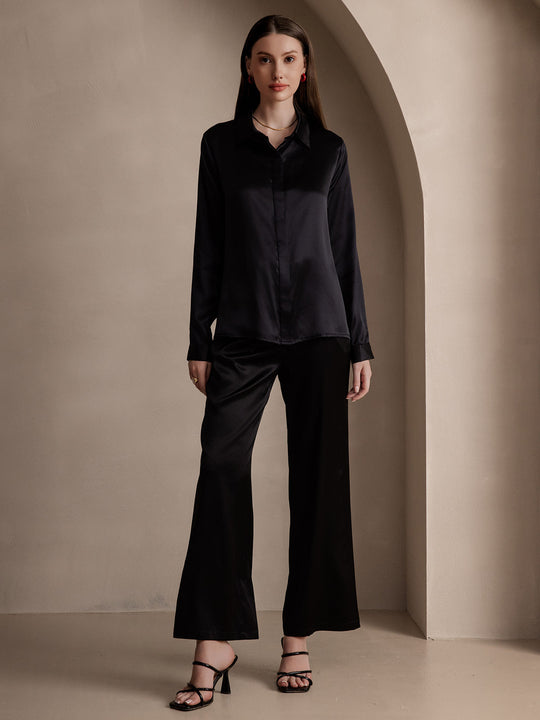 Heidi-Mode | Damen Klassische Seide Langarmshirt