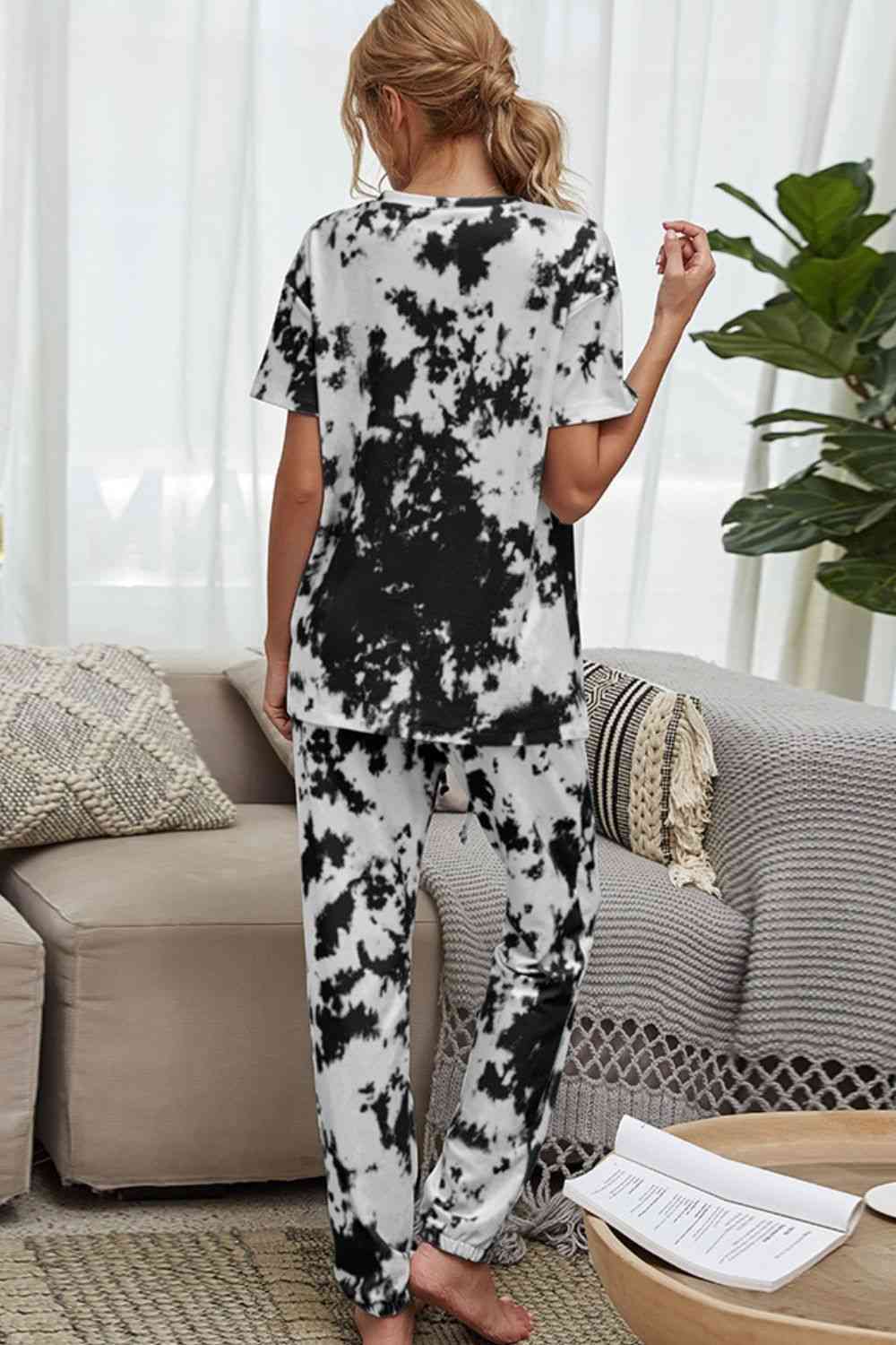 Heidi-Mode | Tie-Dye T-Shirt und Drawstring Taille Jogginghose Lounge Set