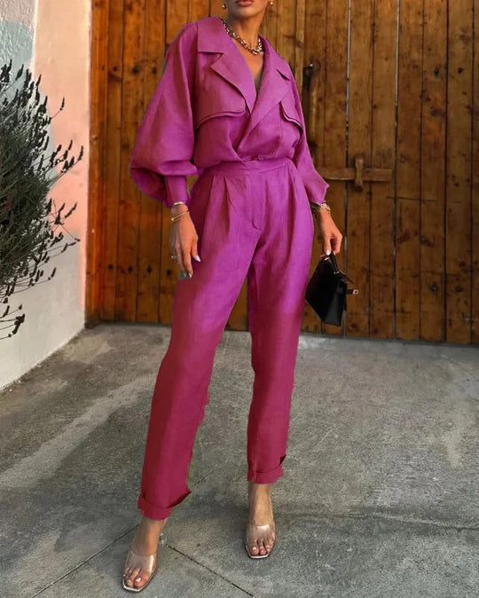 Heidi-Mode | Damen Eleganter Leichter Anzug mit Revers und Handgefertigter Qualität