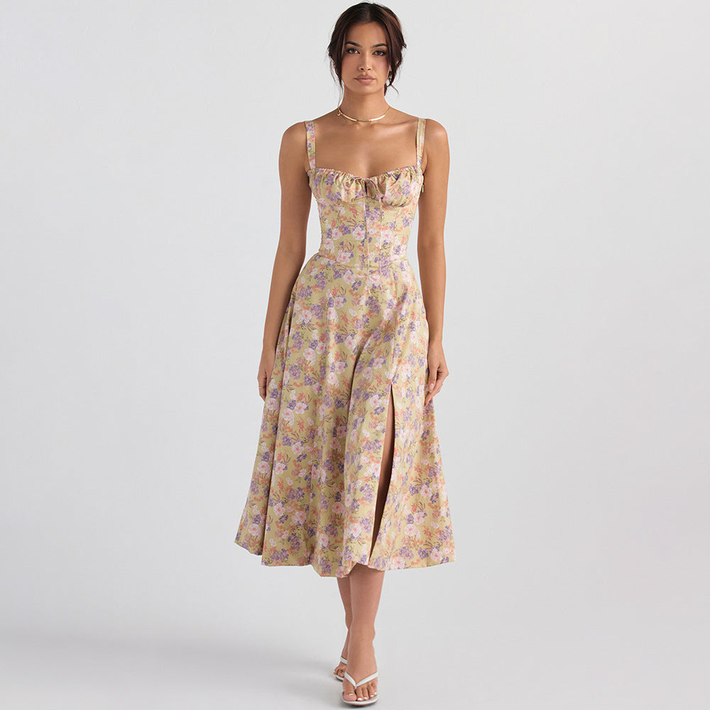 Heidi-Mode | Sommerslank Überknie Kleid mit Rückenbanden