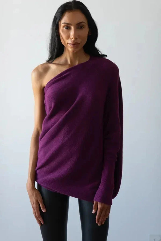 Asymmetrischer drapierter Pullover