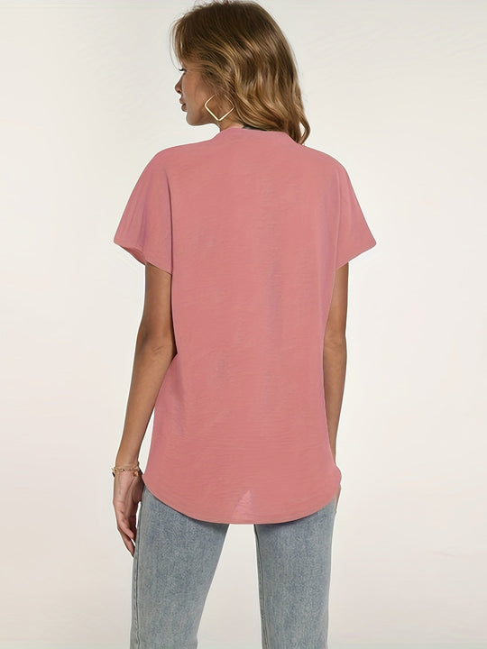 Heidi-Mode | Sommerbluse für Damen Leicht, Kurzarm, Elegant V-Ausschnitt Dekolleté