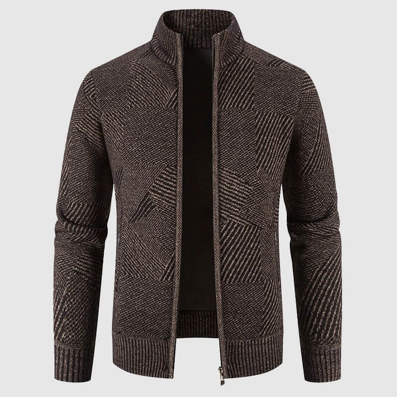 Heidi-Mode | Herren geometrisches Strick-Cardigan-Jacke