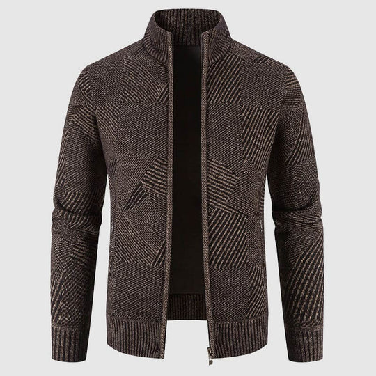 Heidi-Mode | Herren geometrisches Strick-Cardigan-Jacke