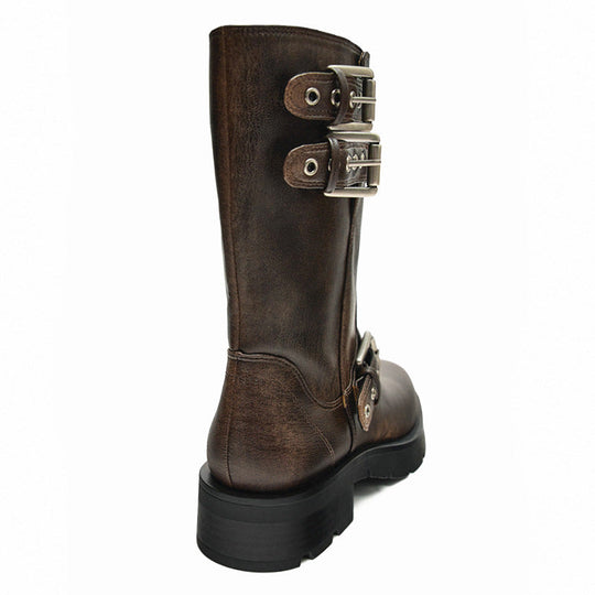 Heidi-Mode | Dicke Sohle Chunky Heel Martin Stiefel Schnalle Motorradstiefel