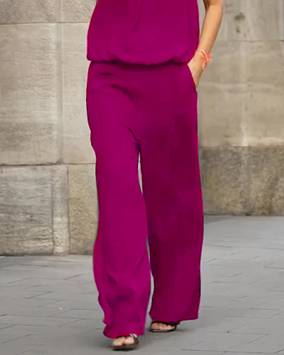 Offene Rücken ärmelloser Jumpsuit