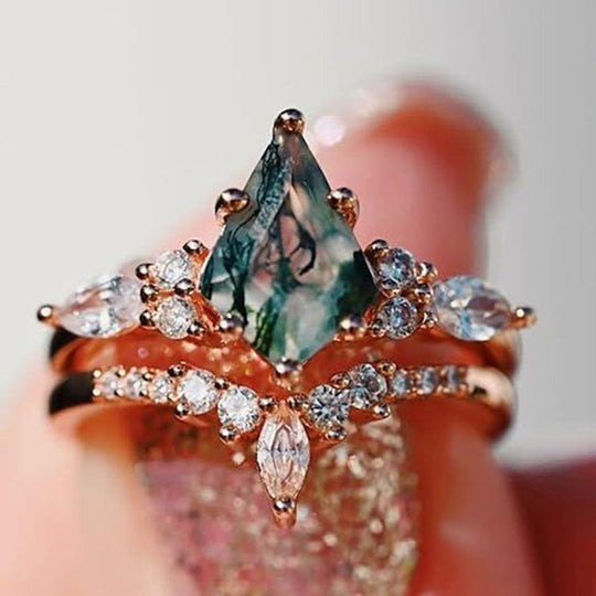 Grüner Moosachat Ring