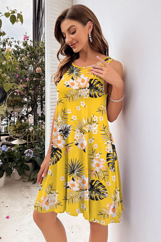 Heidi-Mode | Bedrucktes Rundhals Ärmelloses Kleid