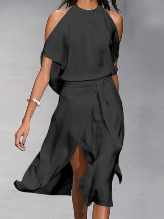 Heidi-Mode | Lässig Off Shoulder Midi Kleid