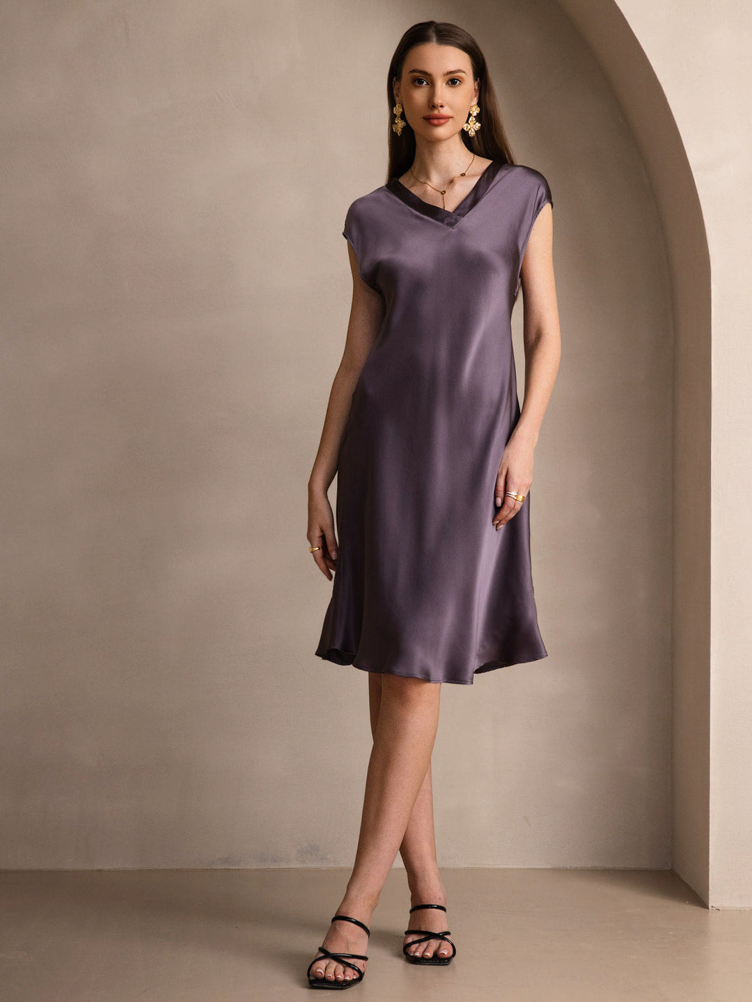 Heidi-Mode | Elegante Nachthemd Reine Seide mit V-Ausschnitt