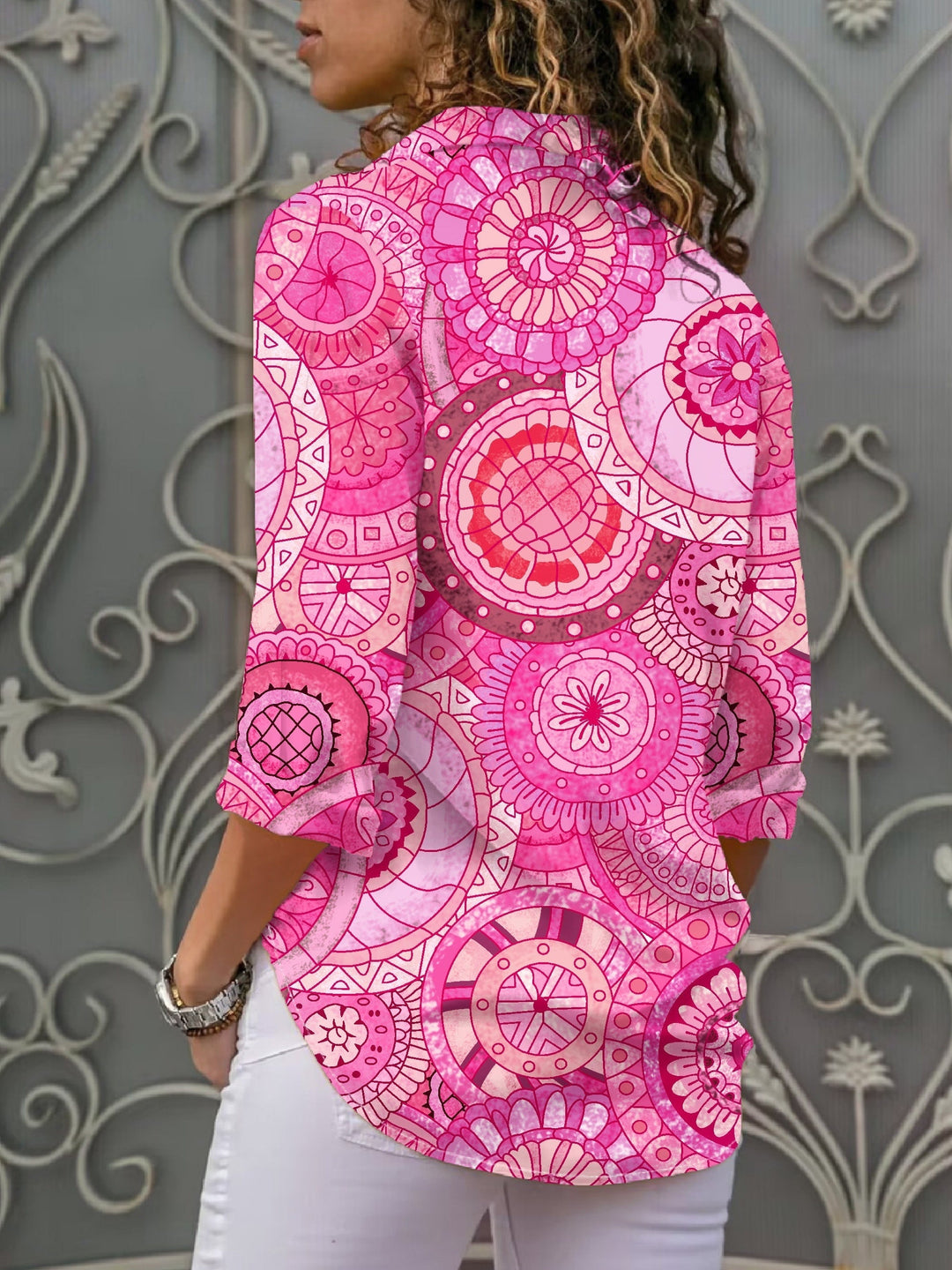 Heidi-Mode | Boho Shirt mit Mandala-Blumenmuster