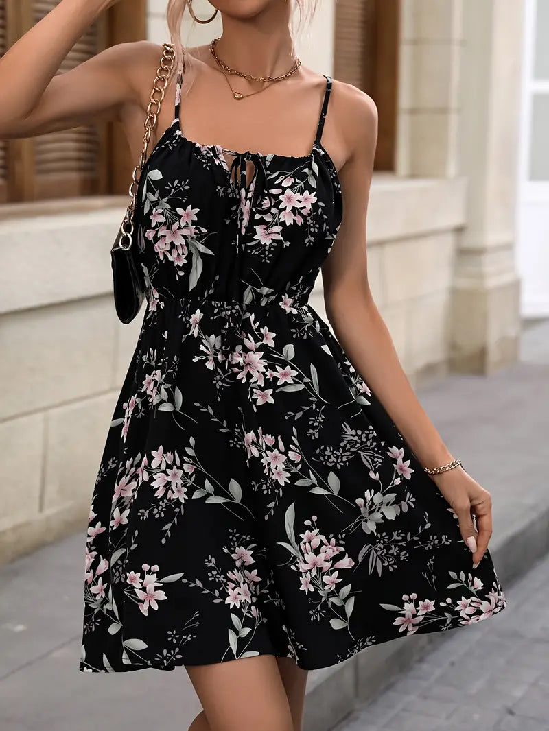 Heidi - Sommerkleid Mit Blumen Und Spaghettiträgern