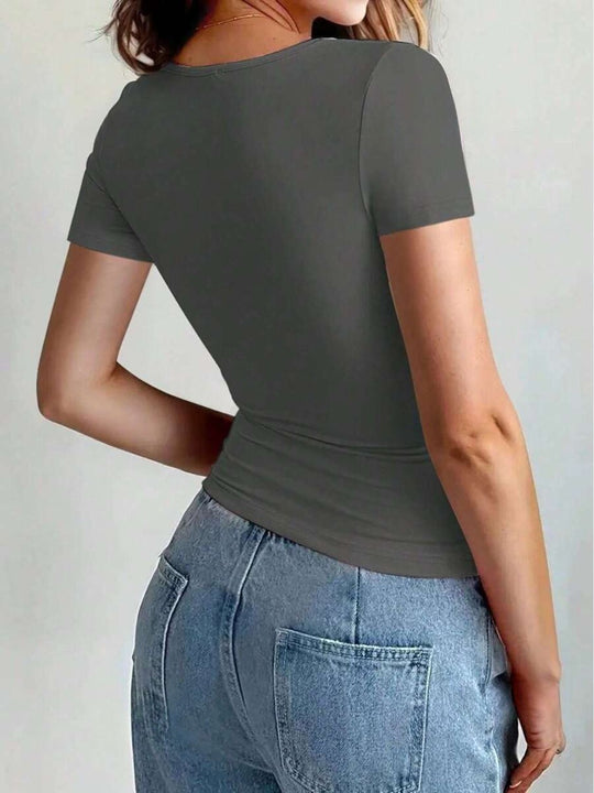 Heidi-Mode | Rundhalsausschnitt Kurzarm T-Shirt