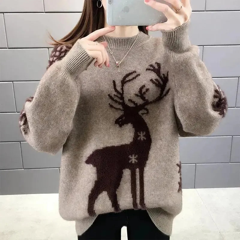 Heidi-Mode - Lässiger Winter Weihnachten Lockere Strickpullover für Frauen