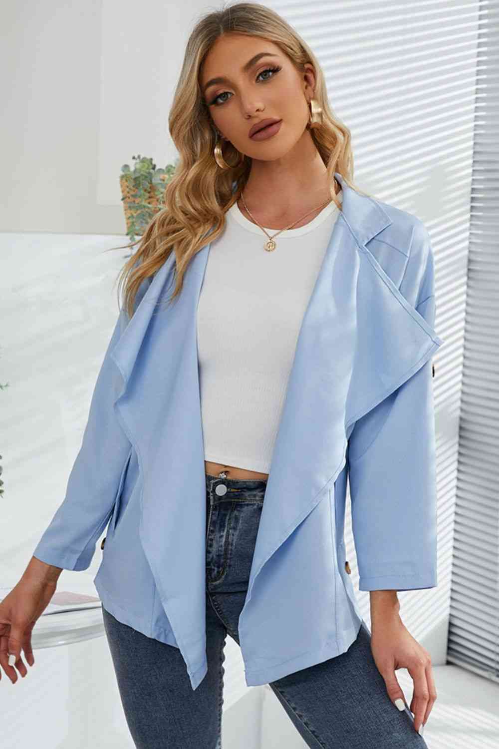 Heidi-Mode | Offene Front Drop Shoulder Trenchcoat