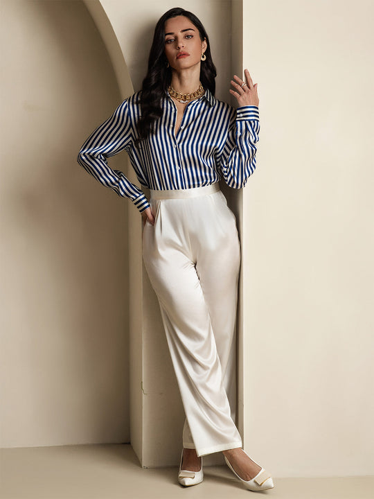 Heidi-Mode | Damen Seiden Basis Militär Revers Hemd