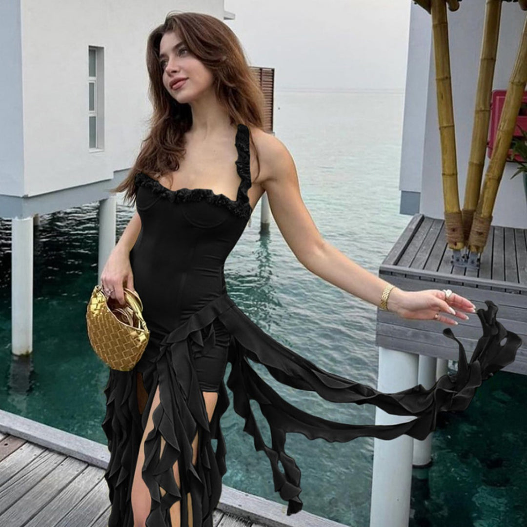 Heidi Mode | Sexy Ausschnitt unregelmäßig schlankes Kleid