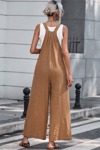 Heidi-Mode | Textured Button Width Leg Shape Overalls