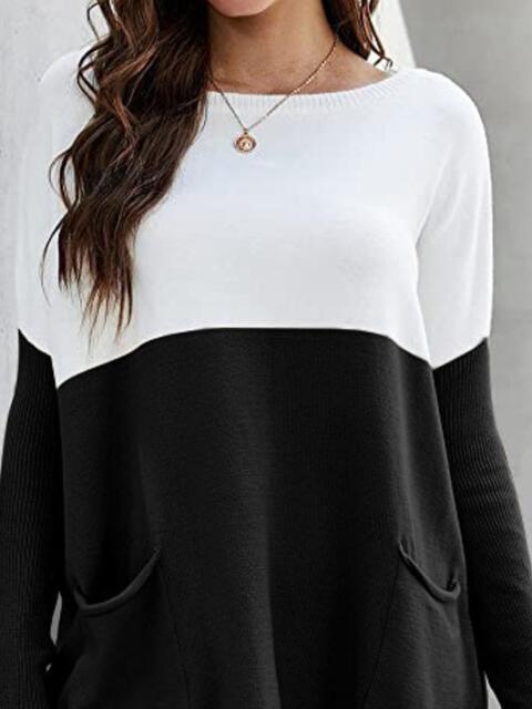 Heidi-Mode | Zwei-Ton Pullover mit Taschen