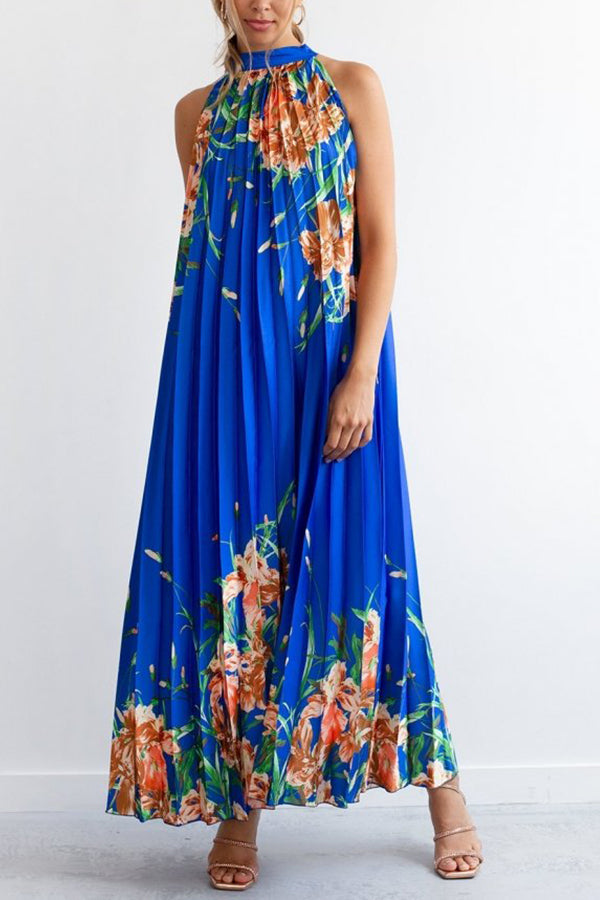 Heidi-Mode | Life in Floral Plissierter Neckholder Maxikleid