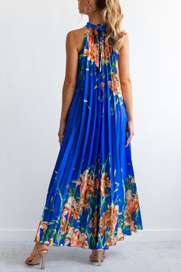 Heidi-Mode | Life in Floral Plissierter Neckholder Maxikleid