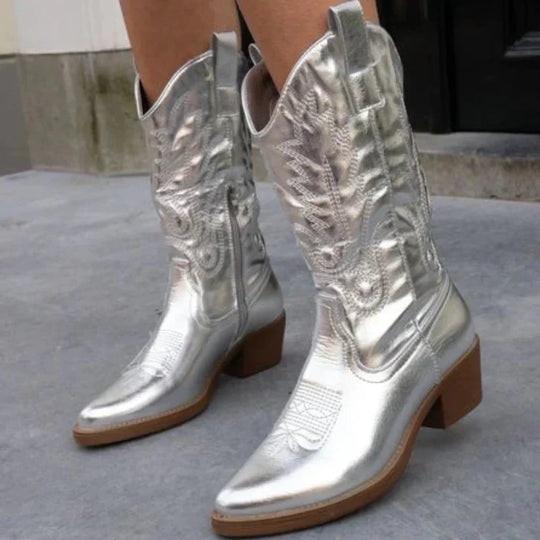 Metallische Cowboystiefel für Damen – Carina