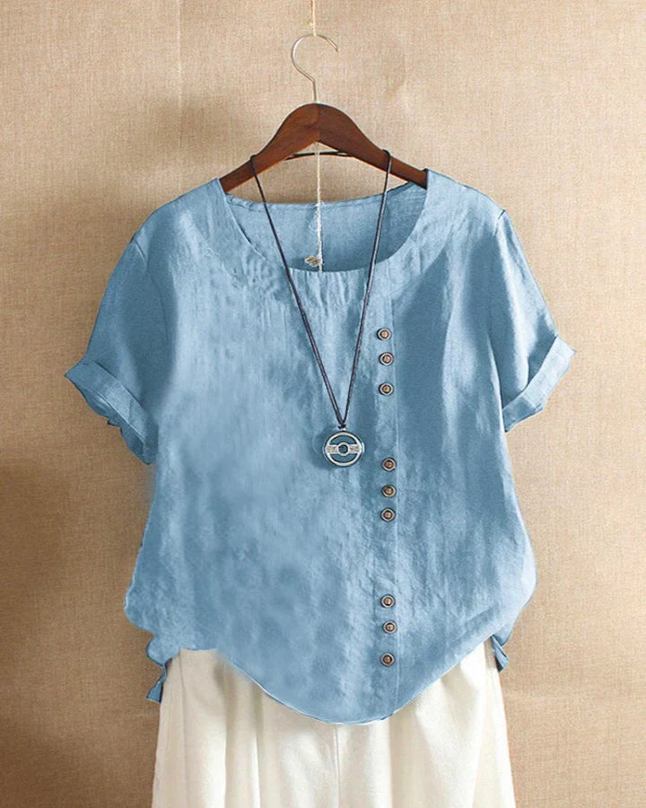 Heidi-Mode | Stilvolle Bluse mit Rundhalsausschnitt und Knöpfen