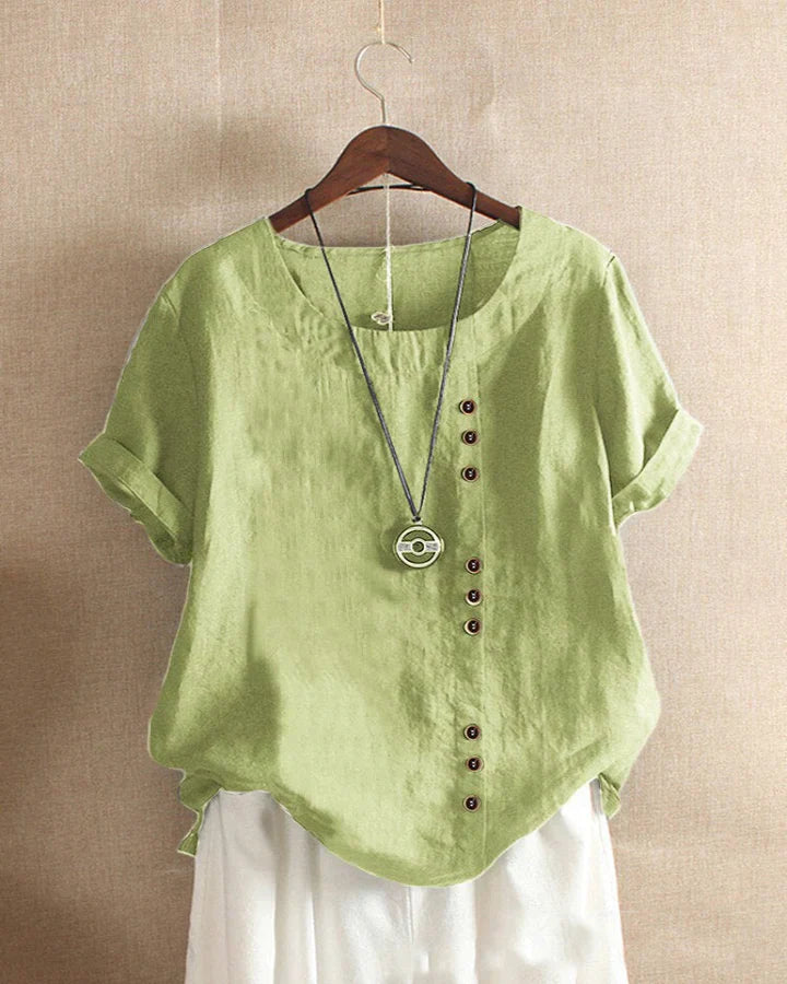 Heidi-Mode | Stilvolle Bluse mit Rundhalsausschnitt und Knöpfen