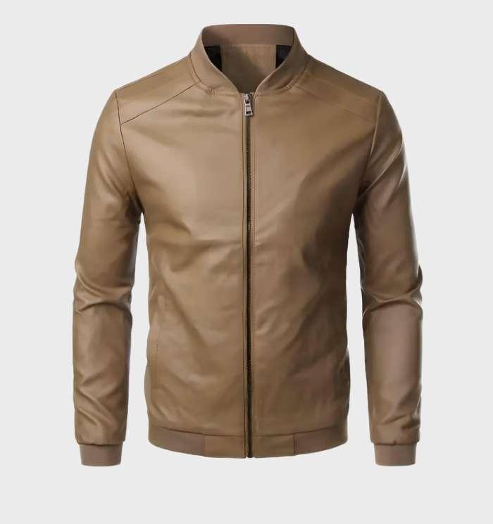 Heidi-Mode | Verschleißfestes Lederjacke mit Taschen und Durchgehendem Reißverschluss