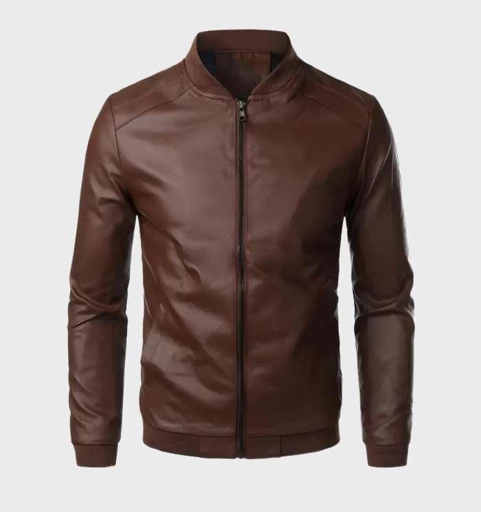 Heidi-Mode | Verschleißfestes Lederjacke mit Taschen und Durchgehendem Reißverschluss