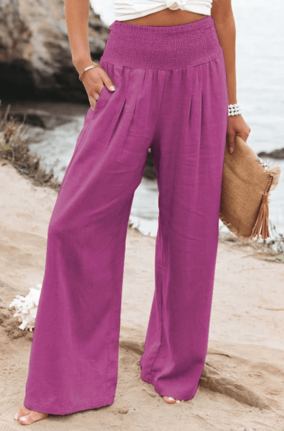 Elegante dehnbare Palazzo-Hose für Damen