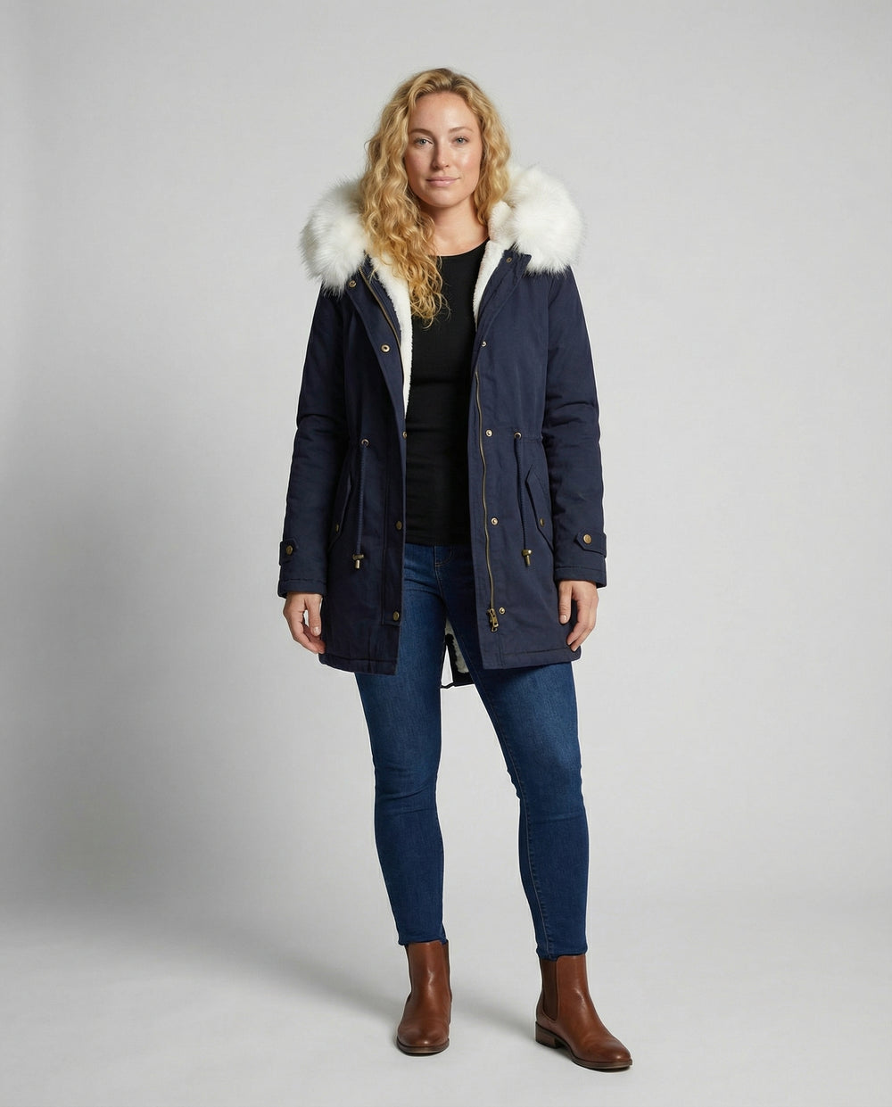 Warme Winterjacke für Damen, Mittellang