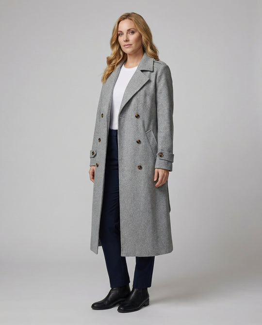 Damen Eleganter lang geschnittener Überwurf mit Doppelknotung Heidi Mode