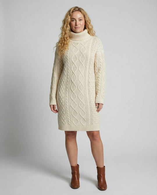 Beiges Strickkleid für Damen