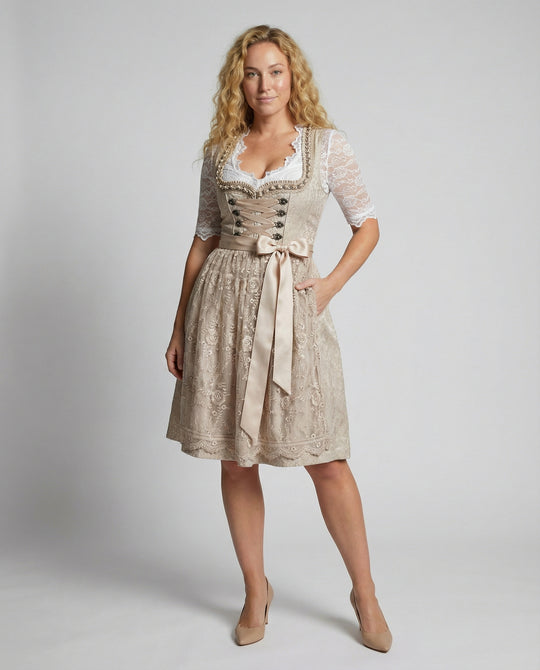 Traditionelles Dirndlkleid mit Schnürmieder für Oktoberfest | Heidi-Mode