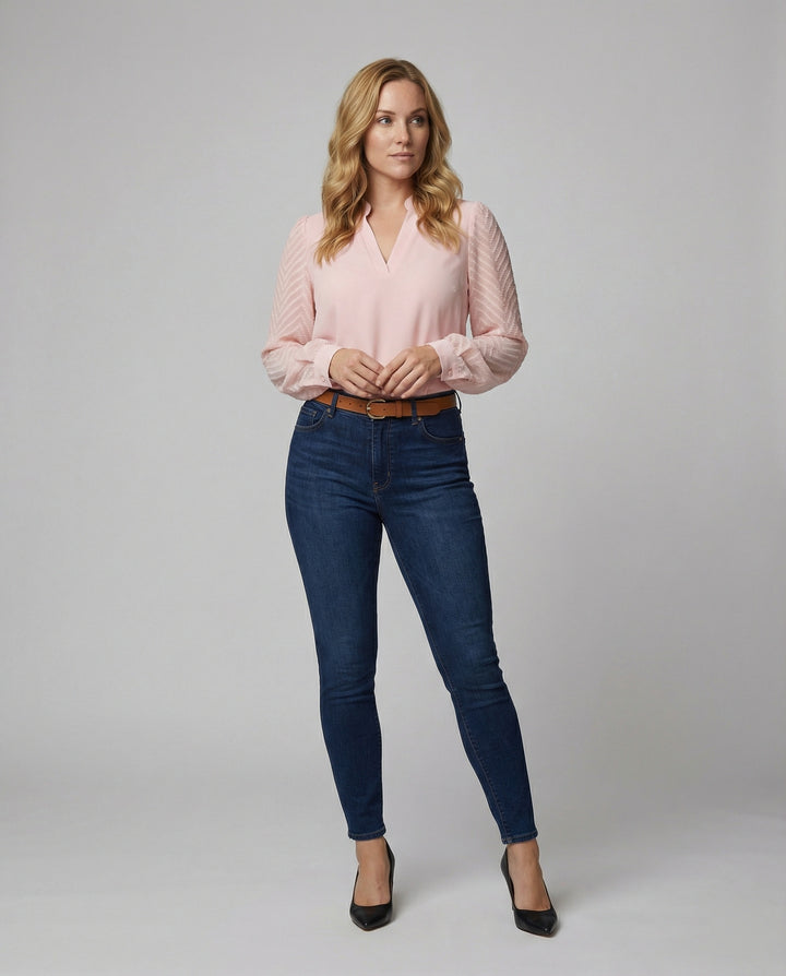 Elegante Chiffon-Bluse mit V-Ausschnitt