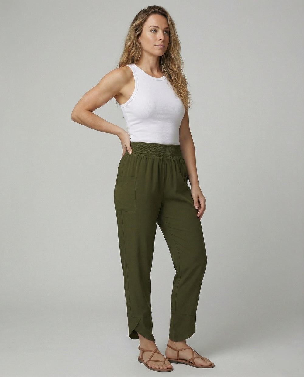 Damen elastische Freizeithose mit praktischen Taschen Heidi Mode