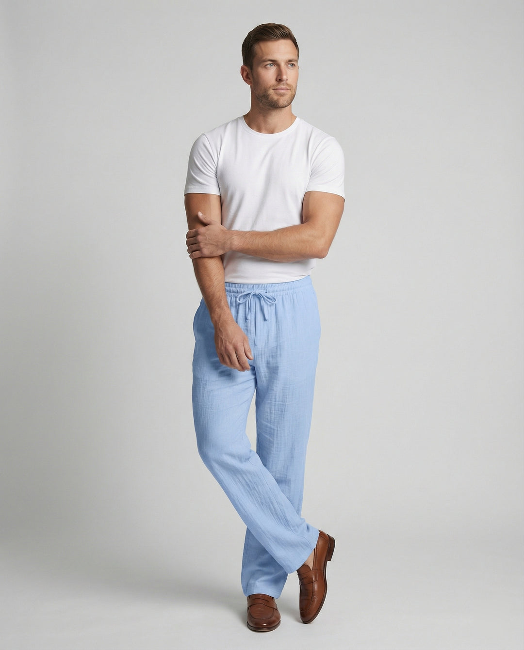 Herren lässige Leinenhose Heidi-Mode