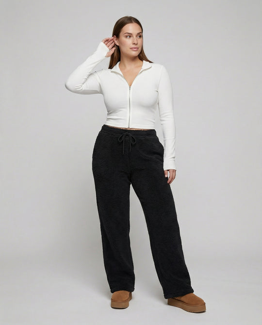 Damen kuschelige Fleece-Hose mit weitem Schnitt Heidi-Mode