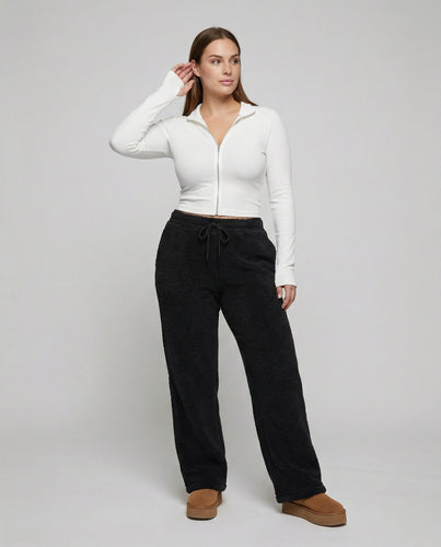 Damen kuschelige Fleece-Hose mit weitem Schnitt Heidi-Mode