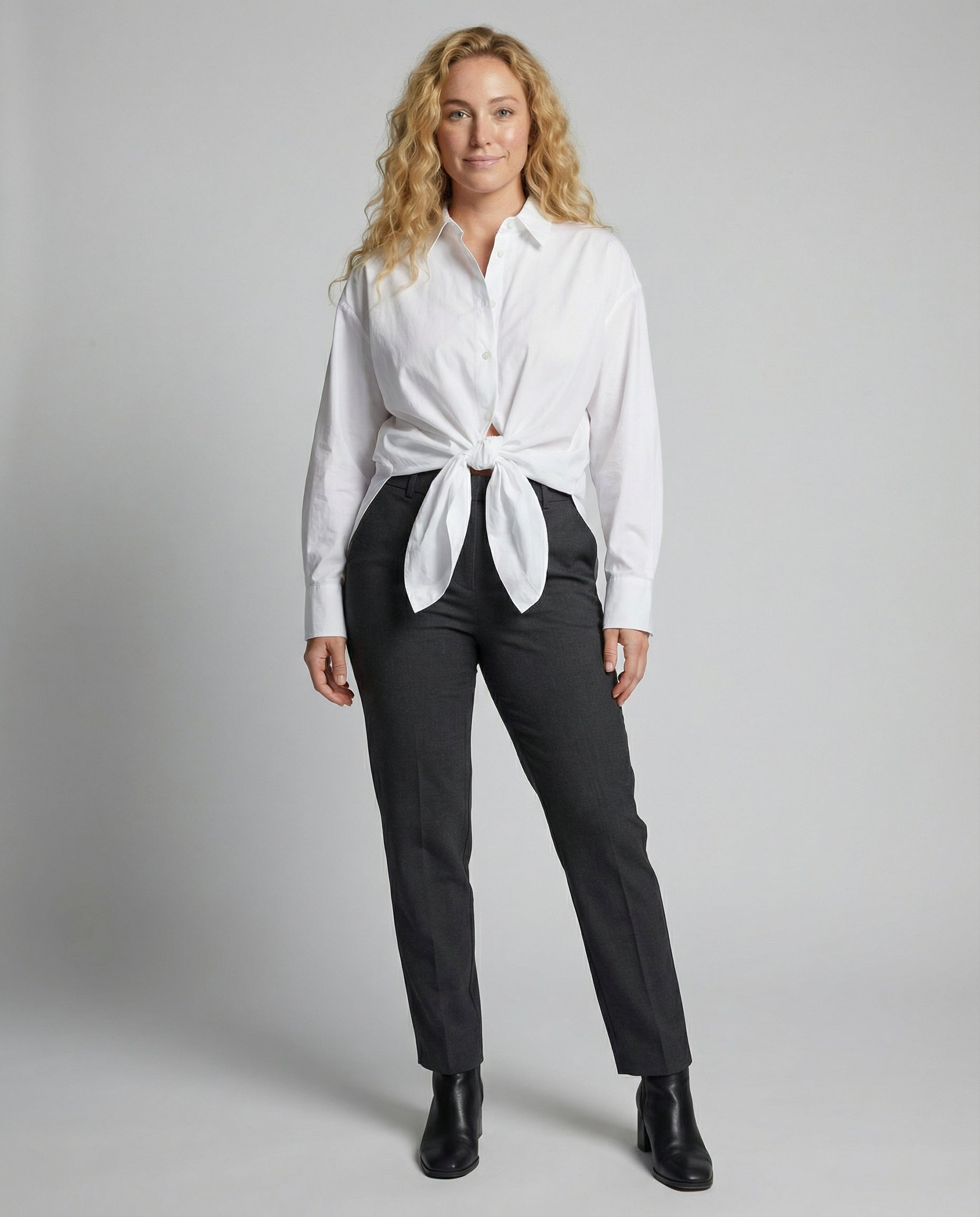 Heidi-Mode Langärmelige Bluse mit Bindeband