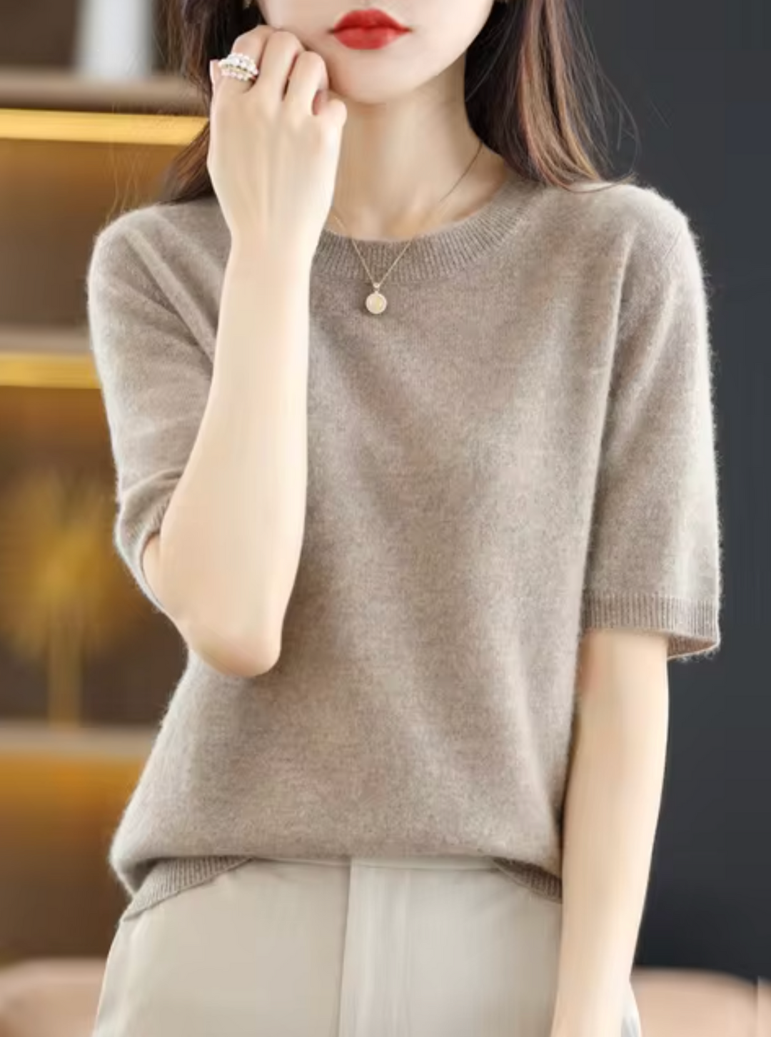 Heidi-Mode | Kurzarm-Pullover aus Wolle und Kaschmir