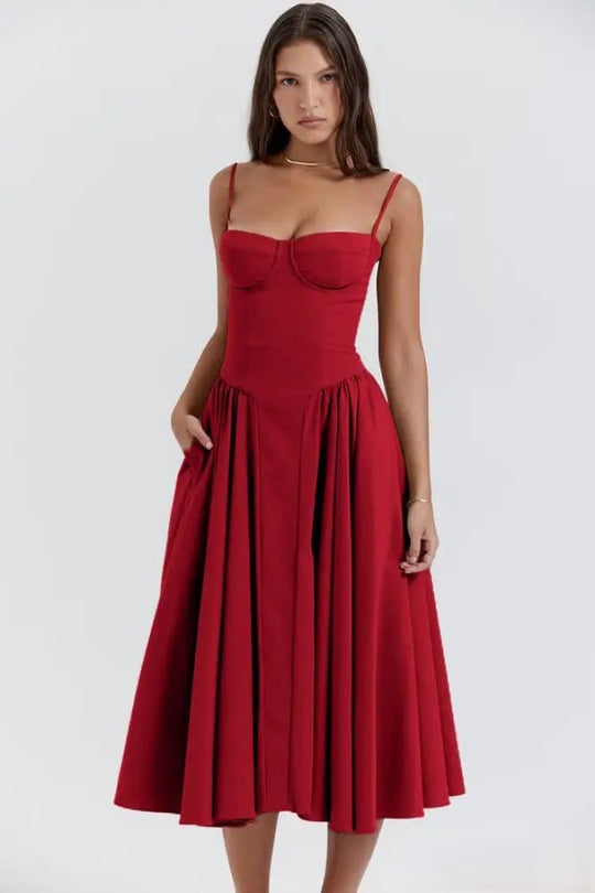 Heidi-Mode | Korsett Midikleid mit Ärmeln Attraktive Passform