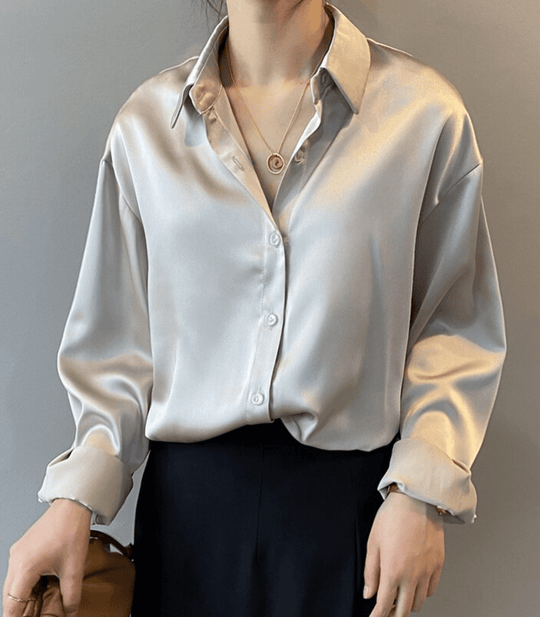 Heidi-Mode | Knopfsatin, Seidenbluse