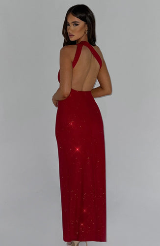 Heidi-Mode | Maxi Kleid Rot Glitzer