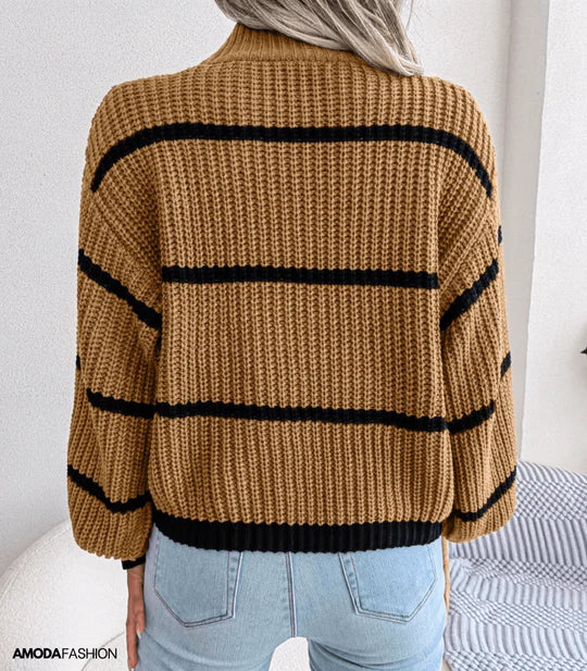 Heidi-Mode | Rollkragenpullover mit langen Ärmeln, gestrickt