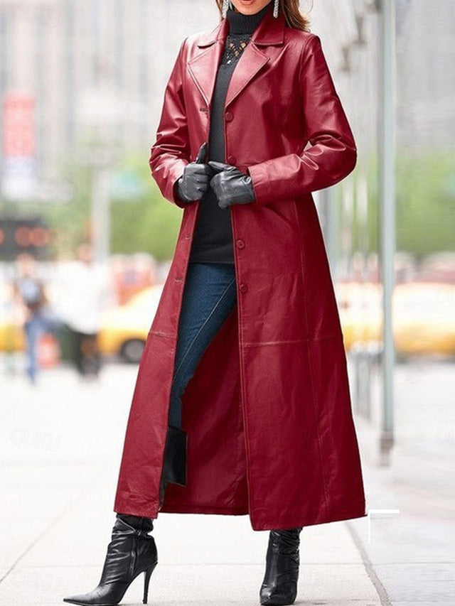 Heidi-Mode | Lässiger Langer Lederjacke für Damen