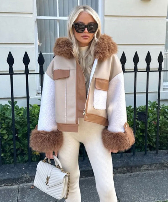 Heidi-Mode | Kunstlederjacke Beige