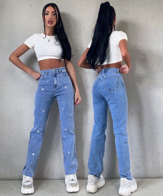 Wide Leg Jeans Heart