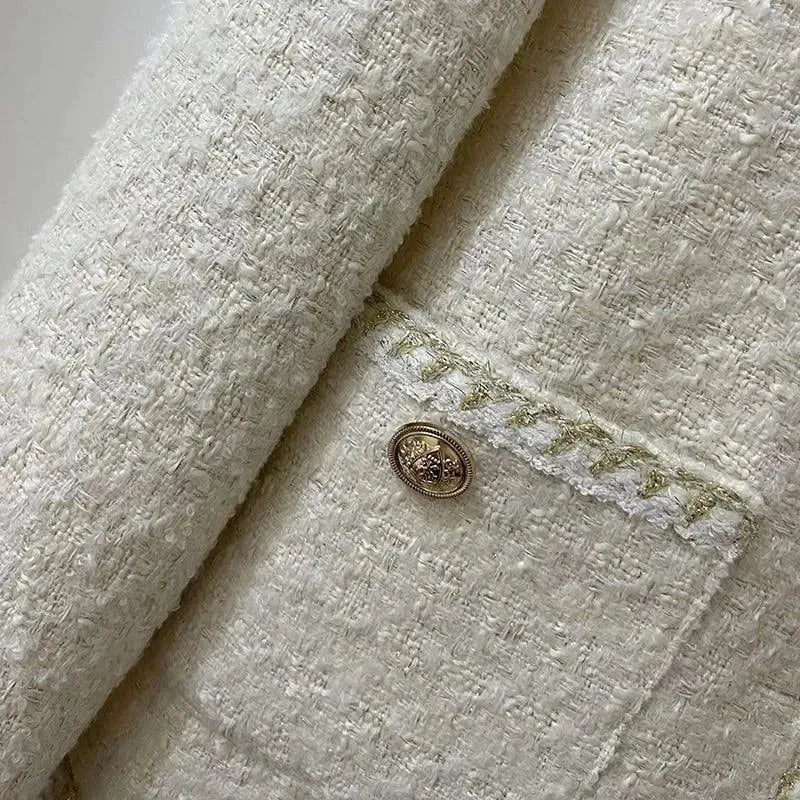 Heidi-Mode | Gold Button Kurze Tweedjacken für Damen